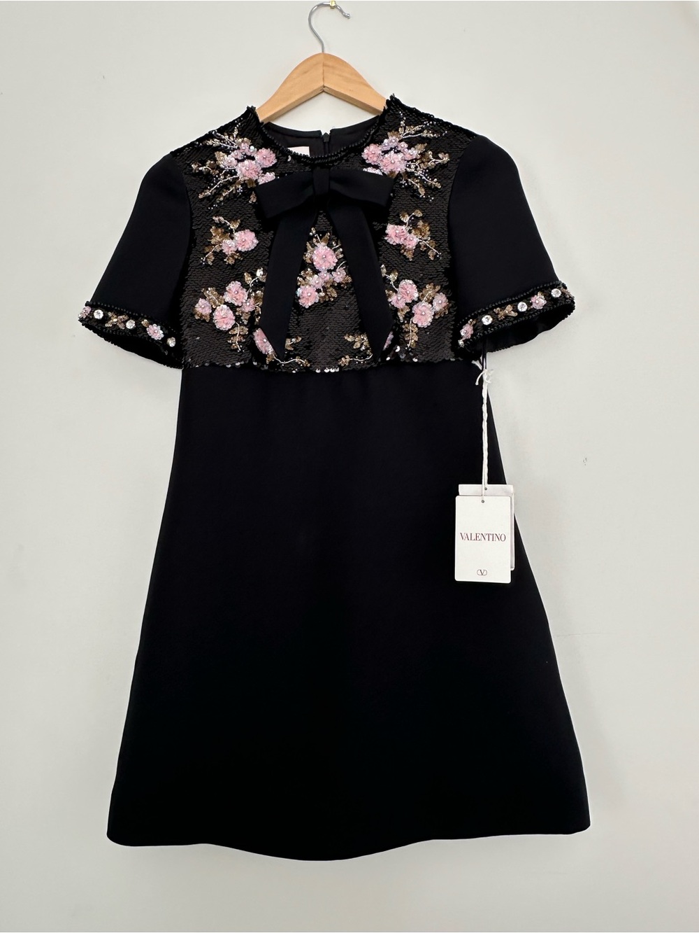 Valentino Black Floral Embroidered Mini Dress IT 38 US 2 NWT